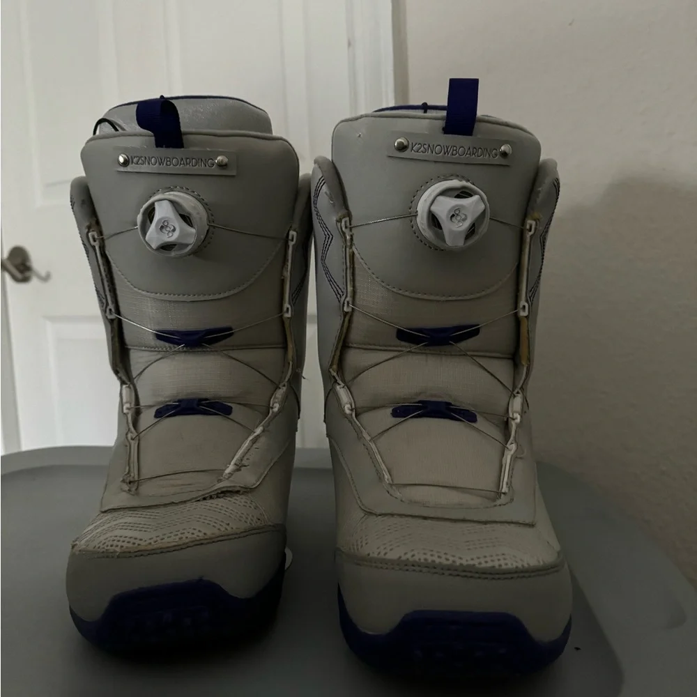 Stylish Women's Winter Boots - Gray and Blue - Picture 5 of 6